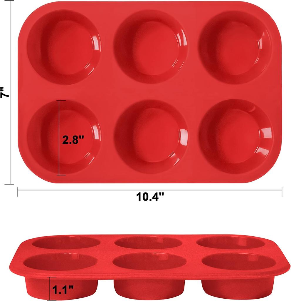 Silicone Muffin Pan - 6 Cups Non-Stick Cupcake Molds, Food Grade Silicone Baking Tray for Making Egg Muffin, CupcakeRandom Color