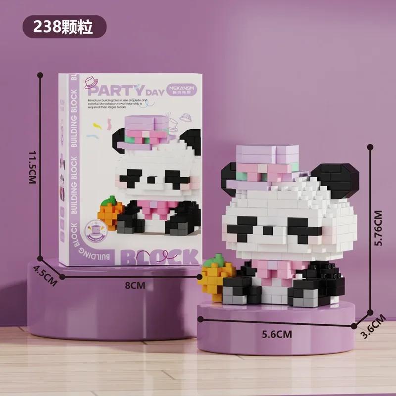 New cartoon building blocks cute pandas flowers, menglan dolls puzzle building blocks Table ornaments boys girls birthday gifts