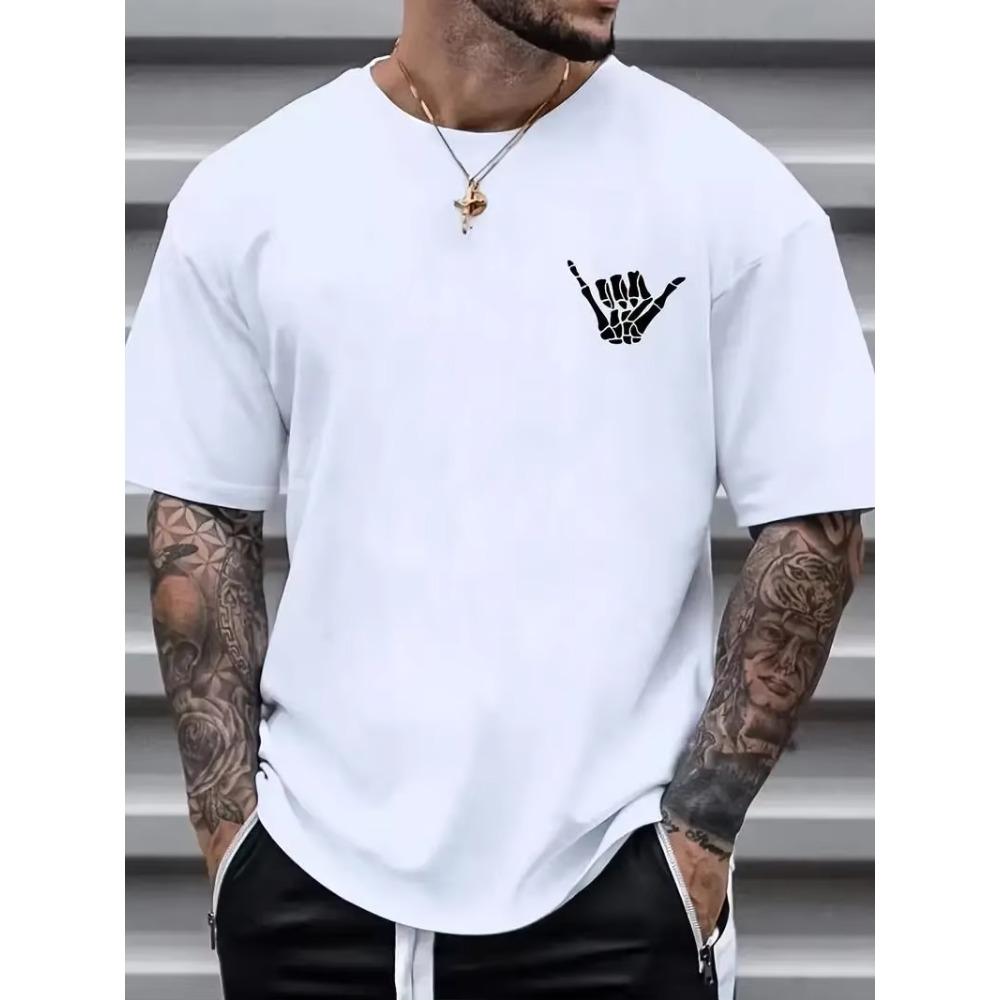 

Футболки для мужчин, футболка с принтом рок-н-ролла, повседневная футболка с коротким рукавом и круглым вырезом, весенне-осенние графические футболки для мужчин, топы в подарок XXXXXL белый