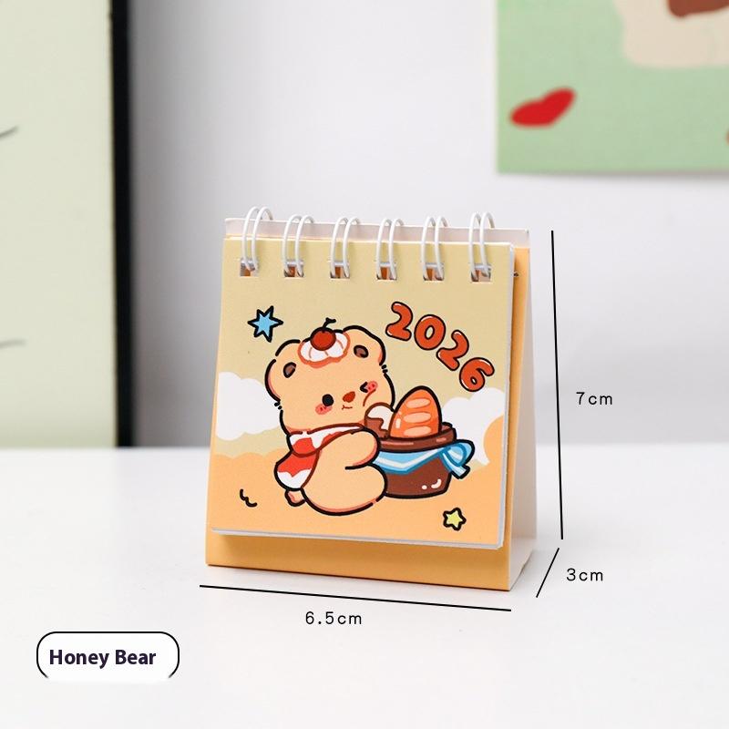 2026 Mini Simple Cute Cartoon Pattern Small Desk Calendar Pocket Portable Calendar Punch Plan Desktop Decoration