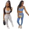 Y9006 Women's Summer Letter Print Yoga Sports Casual Two-Piece Set
