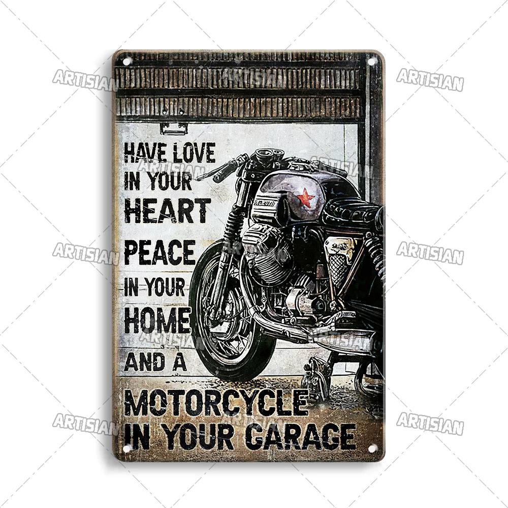 ARTISIAN Rusty Motorcycle Garage Wall Metal Tin Sign Vintage Decorative Plate Man Cave Metal Plaque Club Studio Industrial Decor