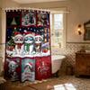 1Pc Christmas Cute Kitten Printed Waterproof Shower Partition Privacy Curtain 12 Hook Multi Size Decoration Machine Washable
