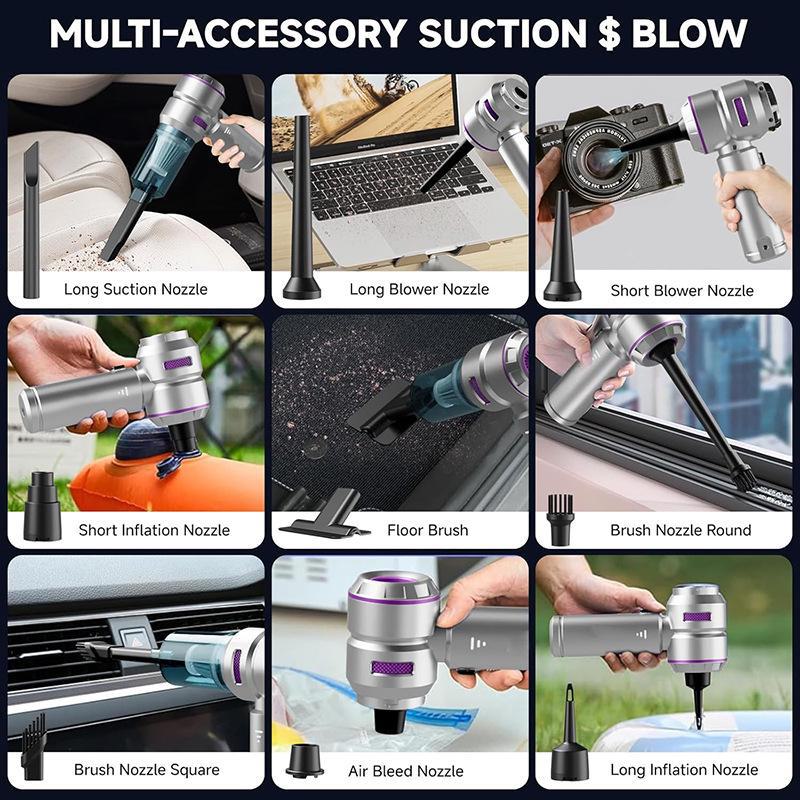 High-Power Handheld Car Vacuum & Inflator: Dual-Purpose Brushless Dust Blower