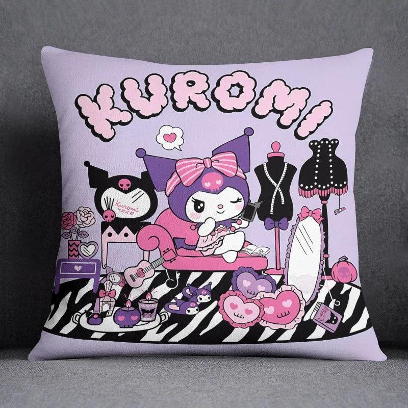 Cartoon Sanrio Pillow Cover Hello Kitty Kulomi Living Room Sofa Cushion Cover Bedroom Home Decoration Child Room Decoration