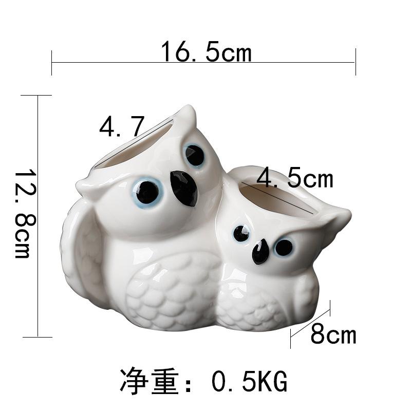 Gardening Succulent Flower Pot Ceramic Interior Creative Simple Desktop Small Animal Mother And Son Owl Flower Ornament