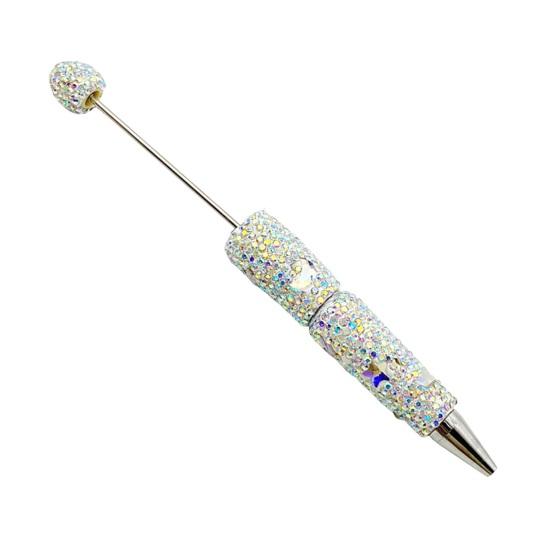 Custom Beadable Pen Blanks Glitter Ballpoint Pen, Sparkly Rhinestone Star Moon Beaded Plastic Creative Gift Pens for Women DIY Handmade Gel Ink School