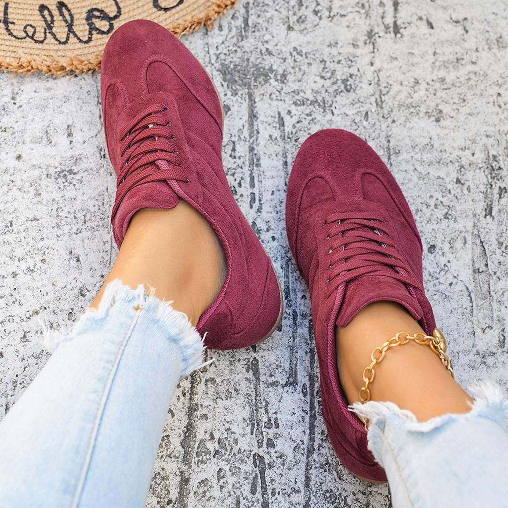 Damen Freizeitschnürer Outdoor Retro Flache Turnschuhe Leichte Bequeme Strapazierfähige Weiche Sohle Sneaker