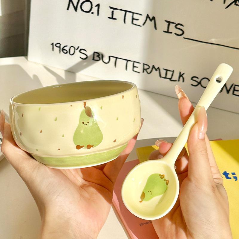 Милая Фруктовая Керамическая Миска Креативная Kawaii Ручная Роспись Керамическая Термостойкая Суповая Миска Домашняя Кухня Миска для Лапши Рамен Столовая Посуда