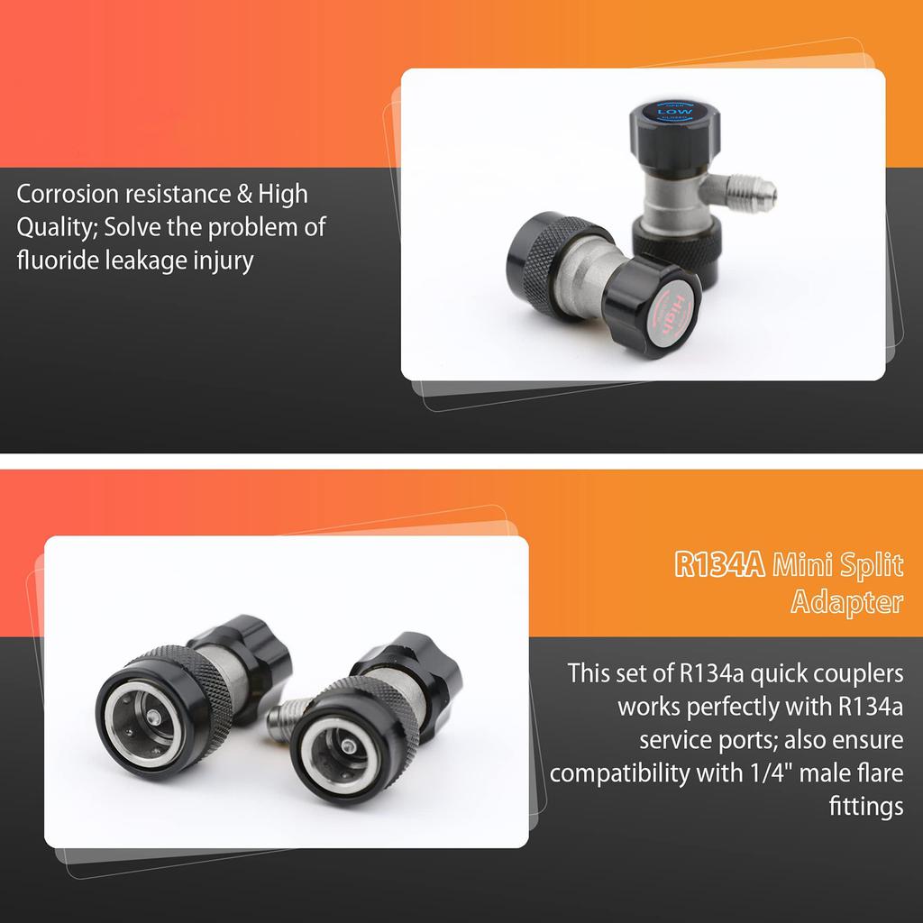 R134A NEW A/C AC Compressor R-134A Manual Quick Coupler Adapter Air Condition 1/4 SAE Connectors Accessories