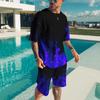 Männer Sets Kausalen Rundhals Flamme Drucken T-shirt Shorts Sport Lauf Anzug männer Shirts Trainingsanzüge Kurzarm Sportswear Mann