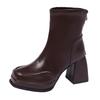 Mode 2025 Neue High Heels Damen Stiefeletten Designer Klobige Modeschuhe Winter Elegant Leder Kurze Stiefel Kleid Pumps Zapatillas