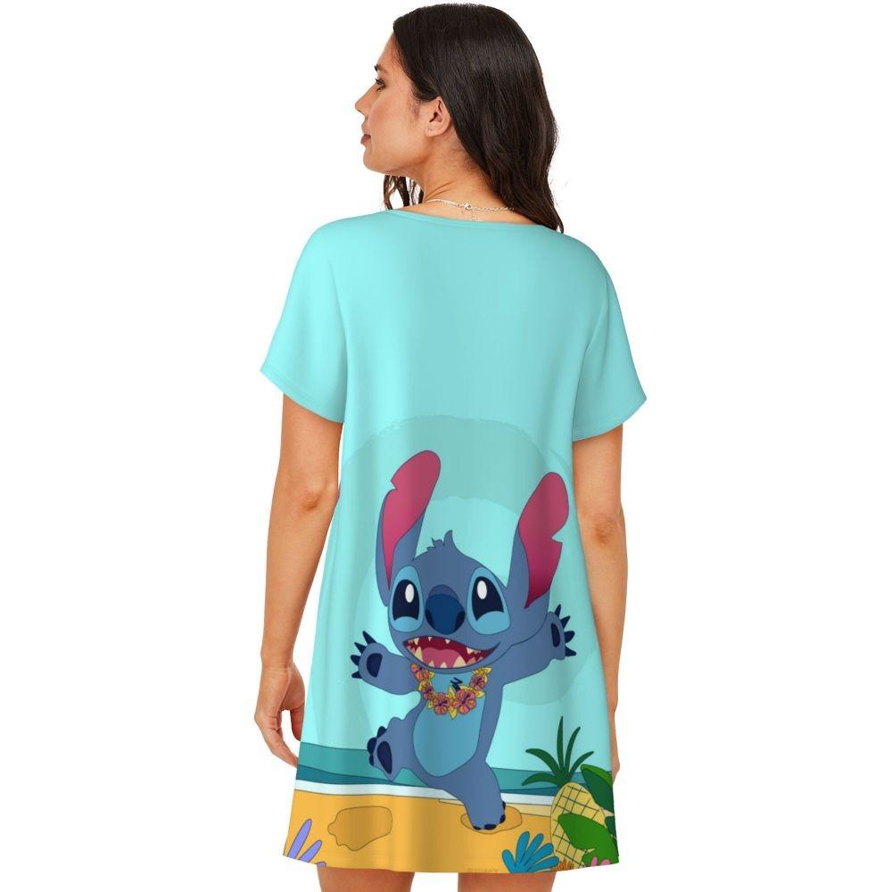 Damskie sukienki do spania z krótkim rękawem, luźne, o swobodnym kroju, T-shirty, odzież nocna, ubrania domowe, koszule nocne, sukienki do wypoczynku