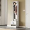Panca portascarpe, armadietto per scarpe, mobili per corridoio, con 2 ante, con pannello posteriore con 8 ganci, bianco, L50/P36/A190cm(L×P×A)
