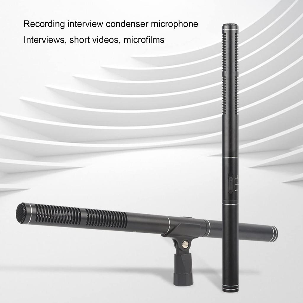 ASHATA Interview Microphone Condenser Hot Shoe Clip Sponge Sleeve DSLR Video iOS Android Cameras