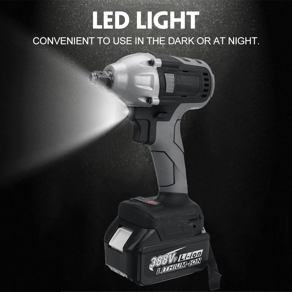 

800 Н·м 388VF Бесщеточный электрический ударный гайковерт Аккумуляторный 1/2 квадратный Беспроводной гайковерт Электроинструменты для аккумулятора 18 В machine