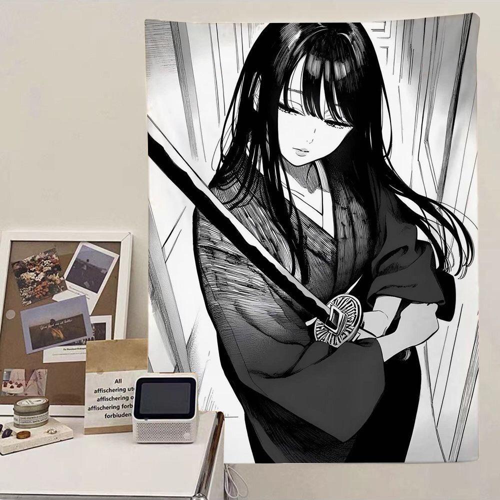 Subculture Y2K Black Vintage Style Tapestry Wall Hanging Decor for Bedroom Dorm Headboard Desk Unique Retro Design