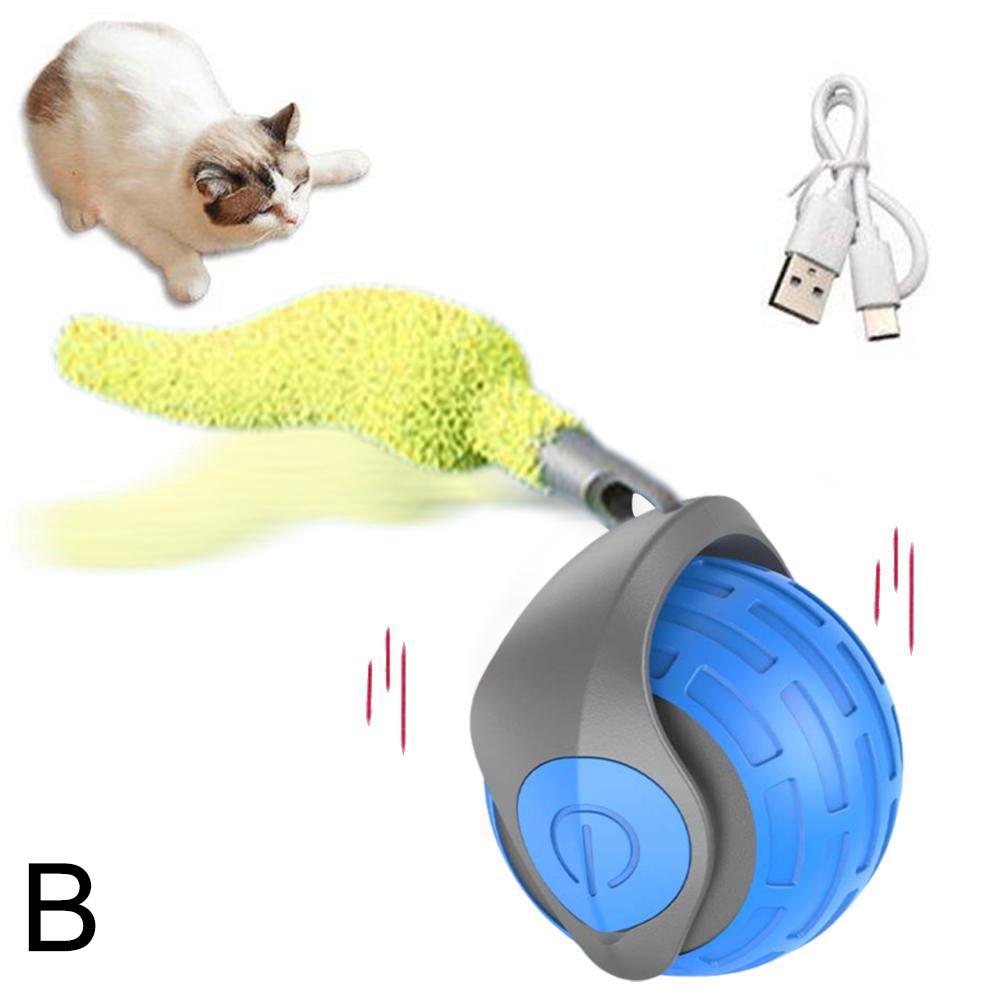 Cat Interactive Ball Rechargeable Smart Pet Electric Toy Automatic Rolling Ball Simulated Tail Dog Cat Training Teaser