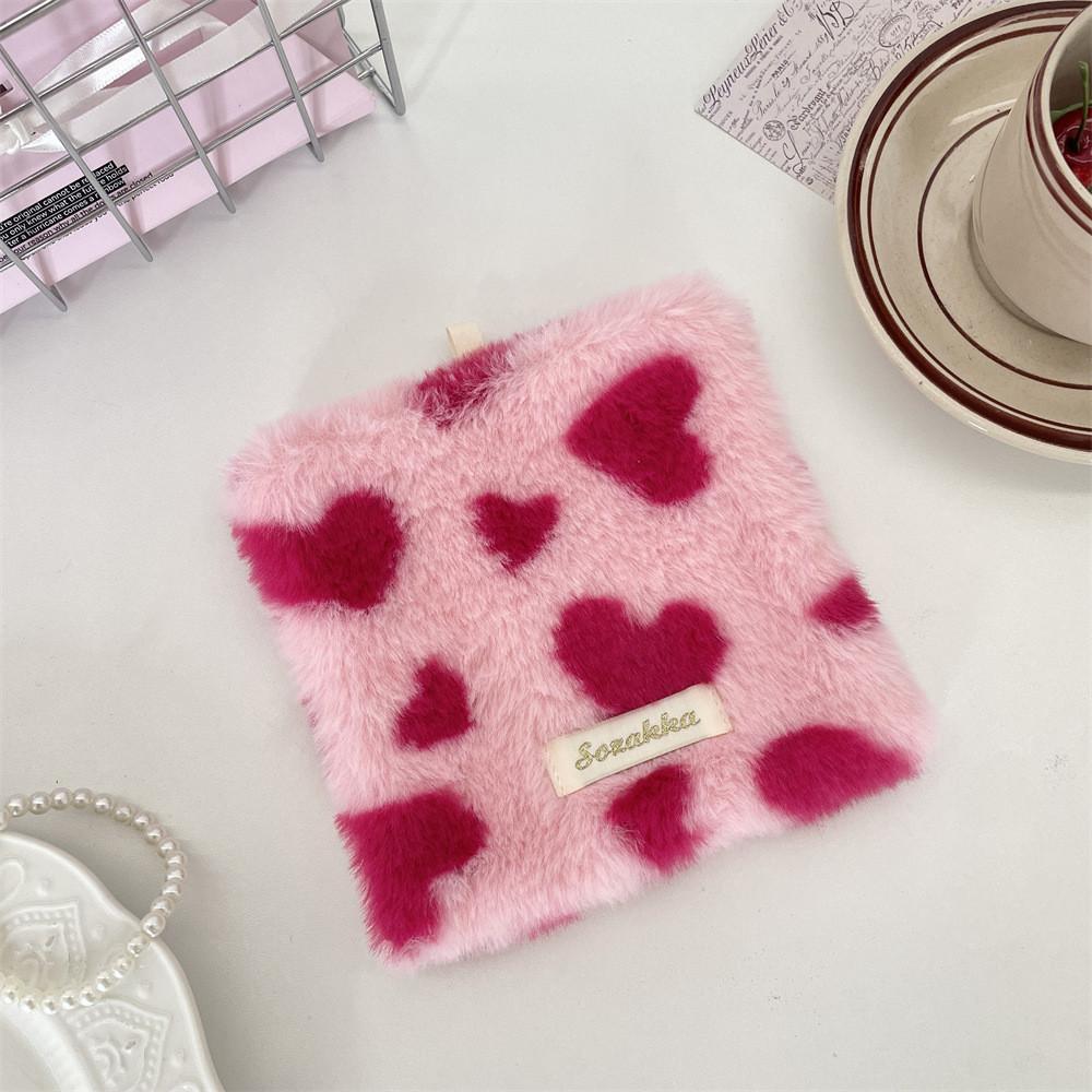 Plush Heart Shape Coasters With Modern Minimalist Design For Home Dining And Coffee Table Decor