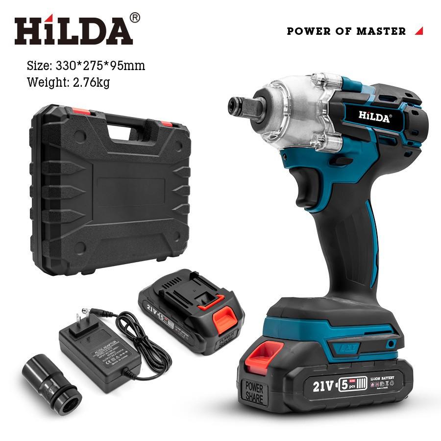 HILDA High Torque Brushless Electric Wrench with Adjustable Torque and Rechargeable Lithium Battery