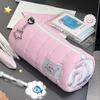 Pen Storage Bag Towel Roll Pencil Case Large Capacity Organizer Bag Portable Cosmetic Pouch Student Stationery School Supplies