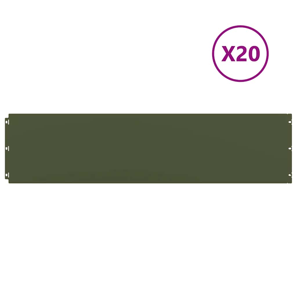 Lawn Edging 20 Pcs Olive Green 25 X 103 Cm Cold Rolled Steel