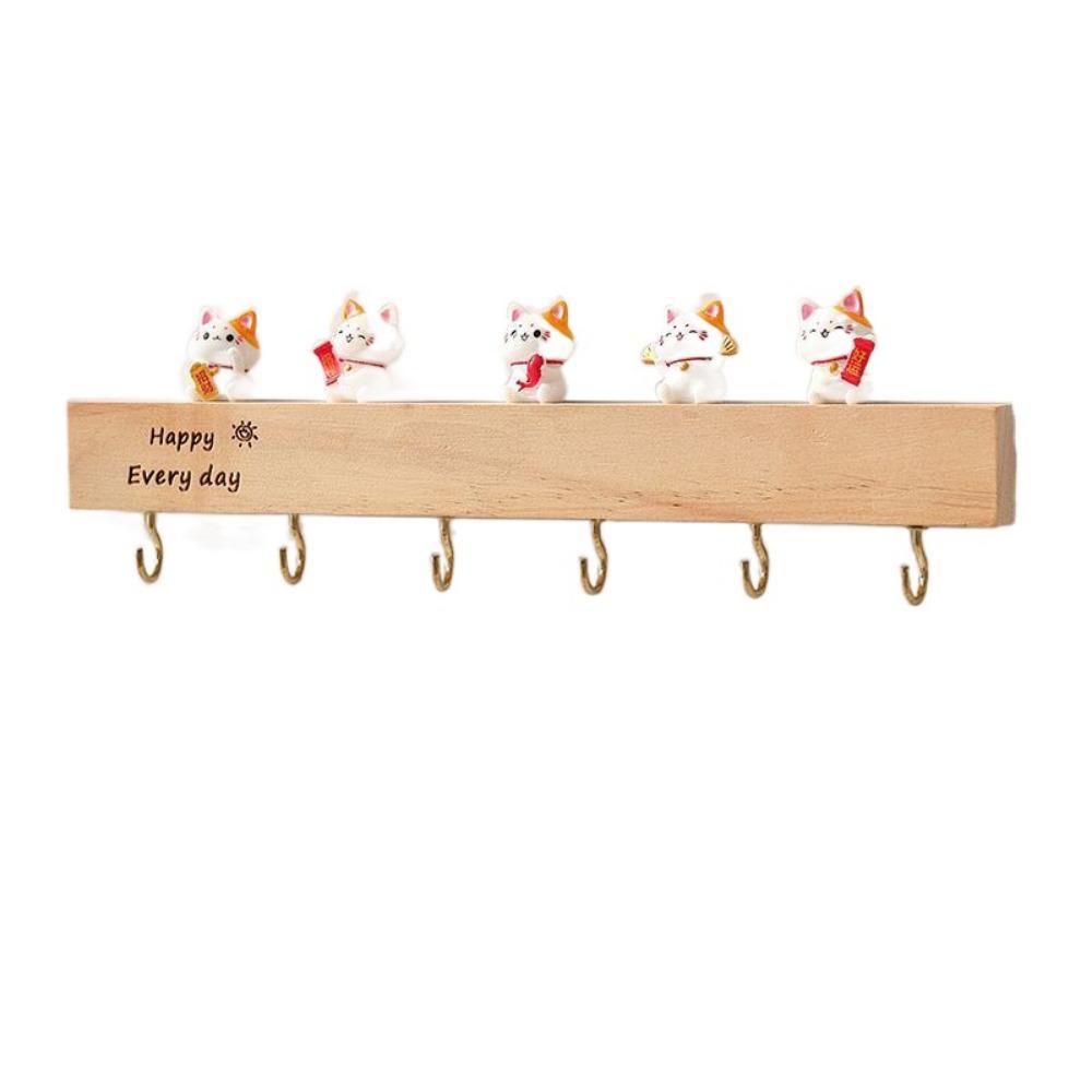 Creative Wooden Key Rack with Cute ornament Clothes Coat Hooks Door Hooks Hanger  Home