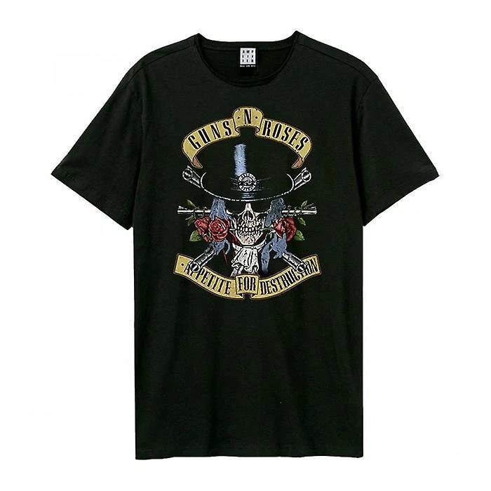 Amplified Guns N Roses Top Hat Skull Mens Black T Shirt Guns N Roses Classic Tee 4XL