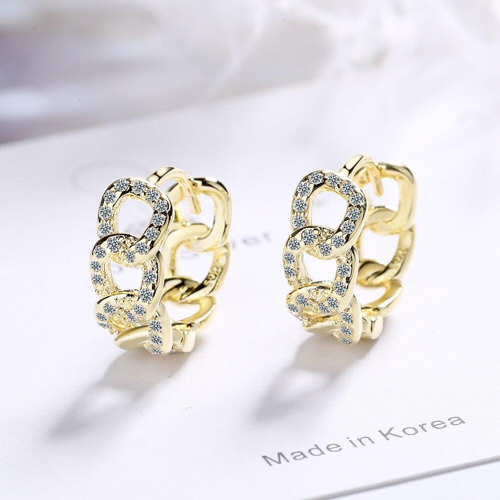 Echte 925 Sterling Silber Kette-förmige Ohrringe für Damen Runde Kreise Mikro-eingelegte Zirkon Ohrringe Hochzeitsfeier Schmuck Geschenke