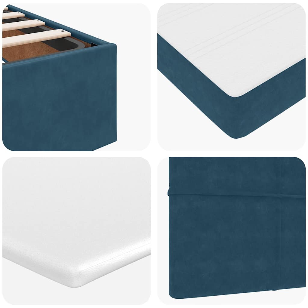 Ottoman Bed with Mattresses Dark Blue 160x200 cm Velvet