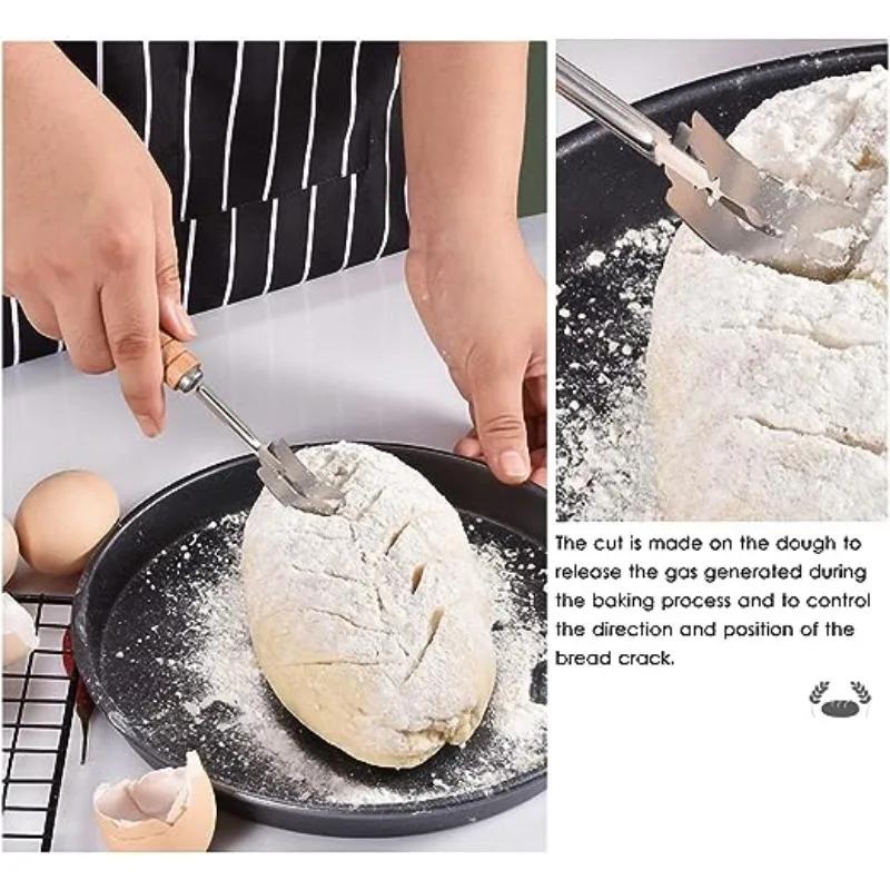 Bread Cutter French Bread Blades Kitchen Gadgets Normal Wood Long Handle Baking Accessory European Style Curved Arch Toast Knife