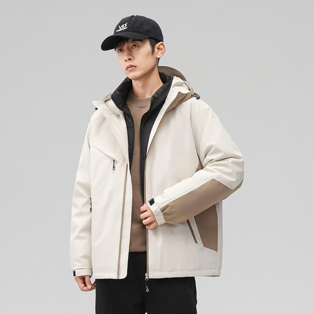 

White duck down jacket outdoor men s hooded jacket men s removable liner waterproof windproof jacket 3XL