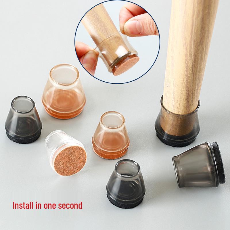Silent Wear-Resistant Silicone Chair and Table Leg Covers with Felt Pads