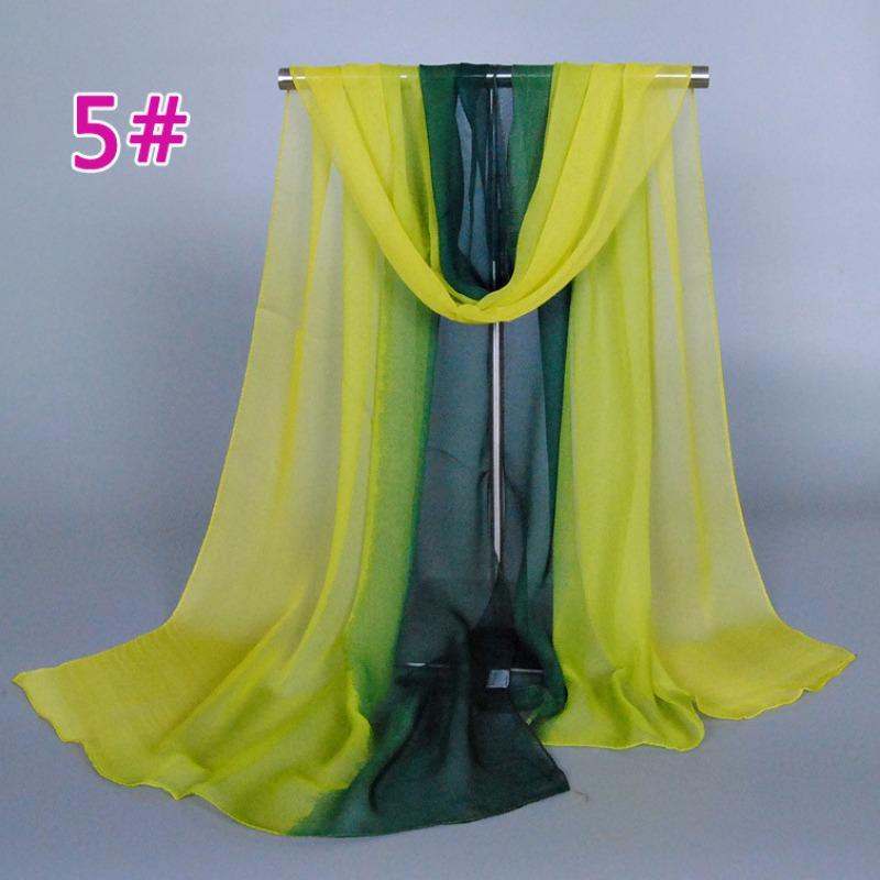 Supply imitation silk georgette silk scarf, popular bright and gradual change of color accessories scarf