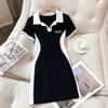 Slightly Fat Girl Wears a Dress Women's Clothing New Summer Versatile and Thin Color Matching Design Belly Covering Dress