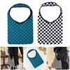 Casual Tote Shopping Bag Large Capacity Chic Checkerboard Pattern Women Knitted Shoulder Handbag