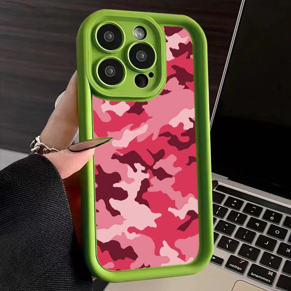 LZ6 Camouflage Camo Design Silicone Phone Case for iPhone 11 13 14 15 16 Pro Max 7 8 16 Plus 12 mini XS Max XR Shockproof Back Cover