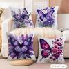 Housse de coussin Fleur-papillon Aquarelle Lin Naturel Tissu Biologique Impression Double Face Coussins de Canapé Décoration de Maison