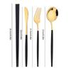 Black Gold Korean Tableware Set 15-20Pcs Luxury Cutlery Set Stainless Steel Dinnerware Knife Fork Spoon Chopsticks Cutlery Set