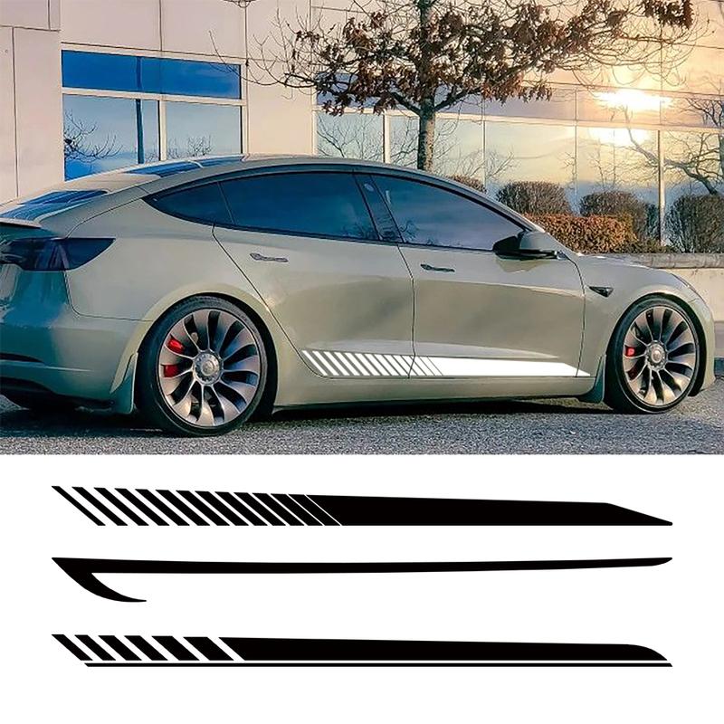 Car Vinyl Side Decals for Tesla Model 3 Body Side Sticker Stripes Racing Style Decor Decal Modification Stickers 2pcs