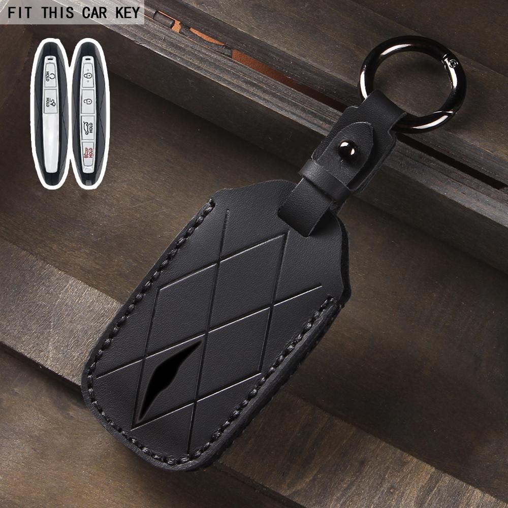 Leather Car Key Bag Case for Hyundai Genesis GV80 GV60 G90 G70 Holder Key Cover Key Chains