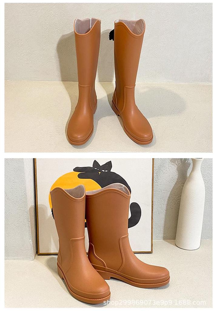 Women's Fashionable Waterproof Mid-High Rain Boots, Non-Slip & Wear-Resistant for Kitchen or Outdoor Use