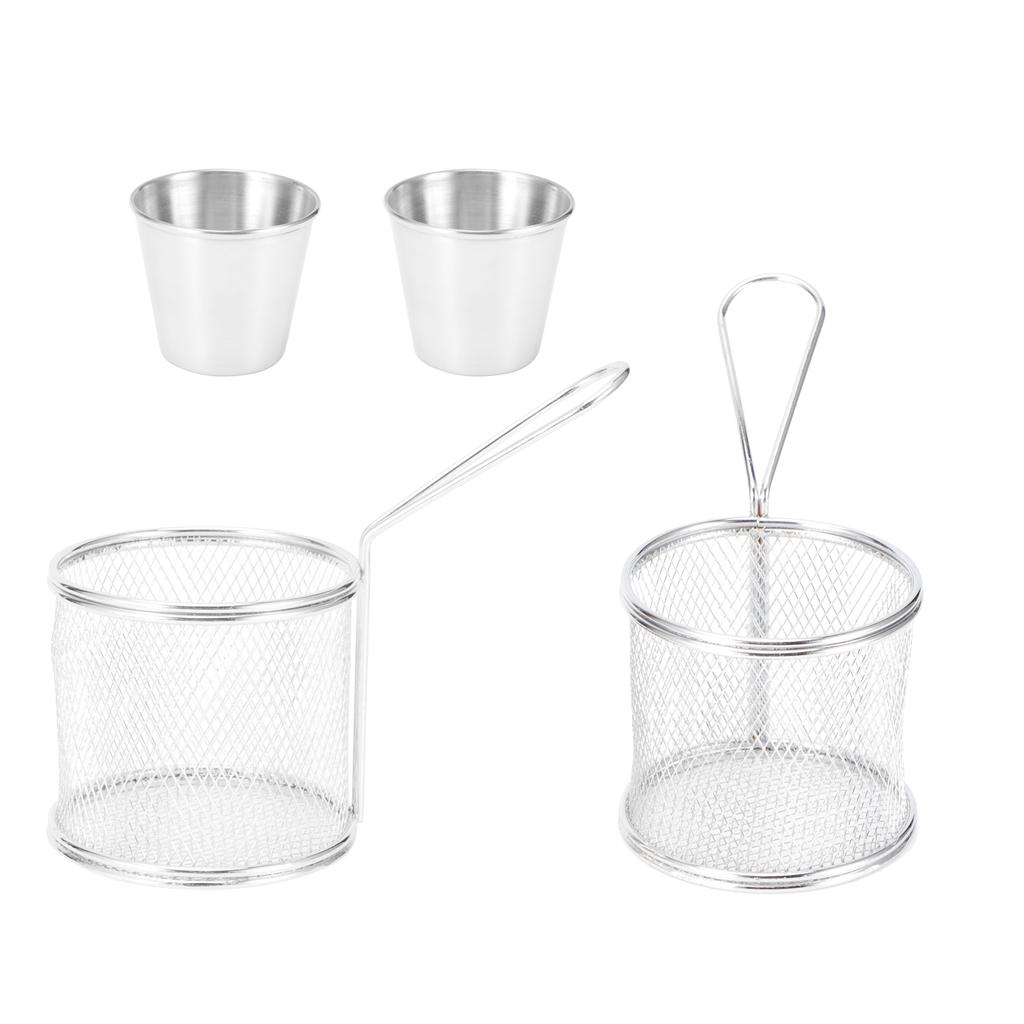 Zestaw 4 szt. Mini koszyk do smażenia Cylindryczny koszyk na frytki Durszlak do gotowania w kuchni