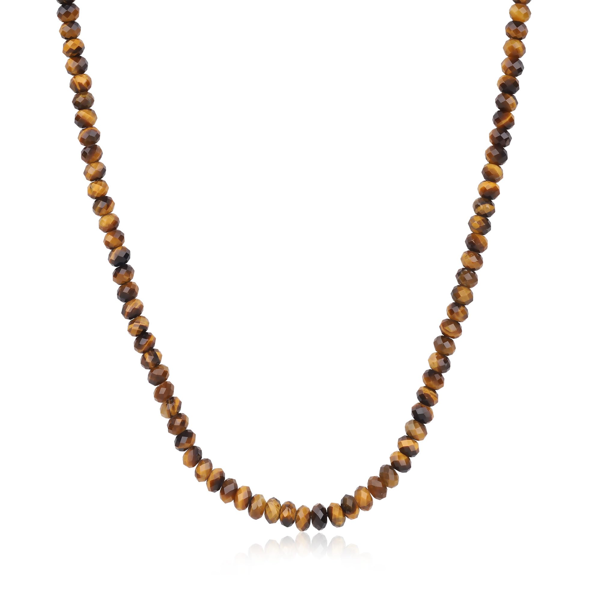 

Cut Tiger Eye Stainless Steel Lobster Lobster Improves Money Luck Power Stone Necklace [GAVU] Men s