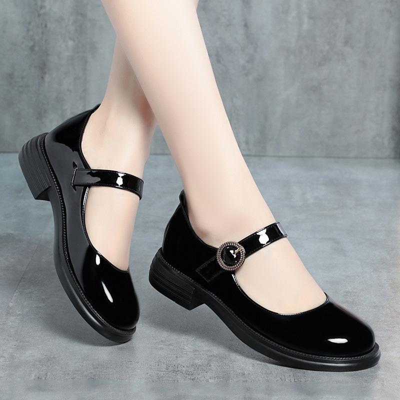 fashion New Spring Summer Fashion Women Shoes Elegant Shallow Mouth Round Toe Square Heel Casual Comfortable Soft Sole  British Style
