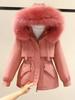 Fleece and Thicker Pie Overcome Women's Short Loose Large Size Down Cotton-padded Jacket Autumn and Winter Hooded Casual Cotton-padded Jacket