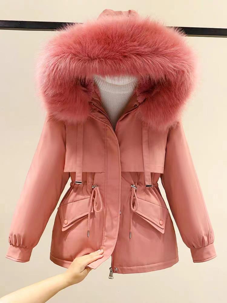 Fleece and Thicker Pie Overcome Women's Short Loose Large Size Down Cotton-padded Jacket Autumn and Winter Hooded Casual Cotton-padded Jacket