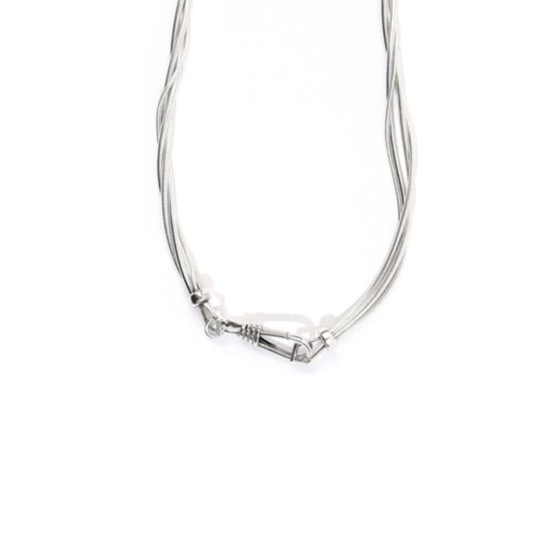 SEWNSWEN SILVER LAYERED SILK SNAKE NECKLACE