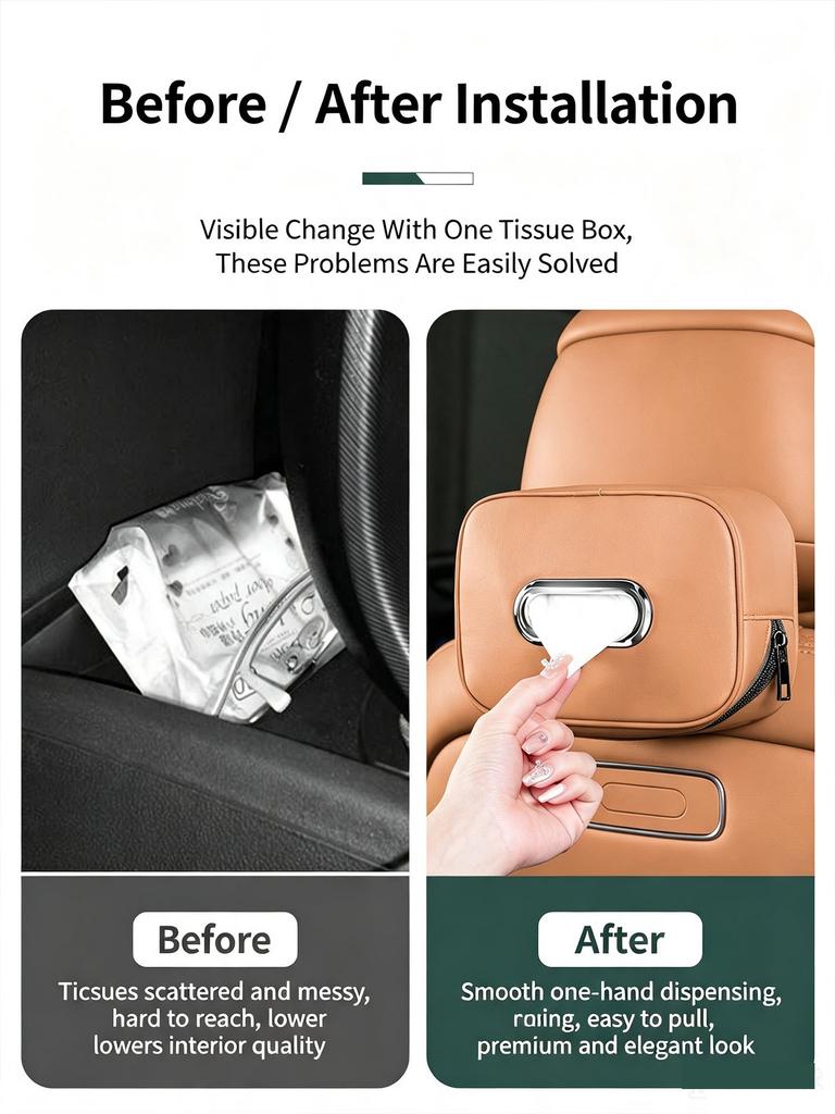 For Zeekr 9X Car Tissue Box Seat Back Drawn Paper Bag Hanging Storage Tissue Bag Interior Modification Leather Accessories