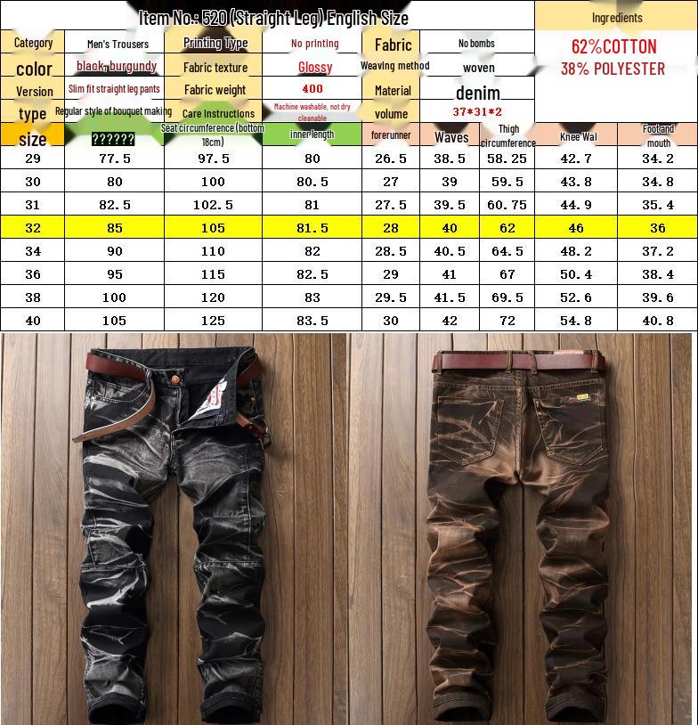 Men's Tie-Dye Straight Fit Jeans with Heavy Craftsmanship